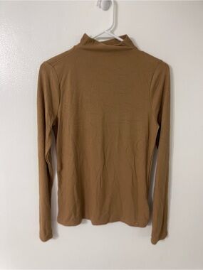 Lands' End Slim-Fit Mock Neck Long-Sleeve Top - Camel Brown